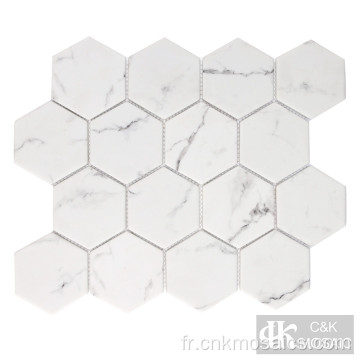 Tuile de mosaïque en verre hexagonale de 3 pouces